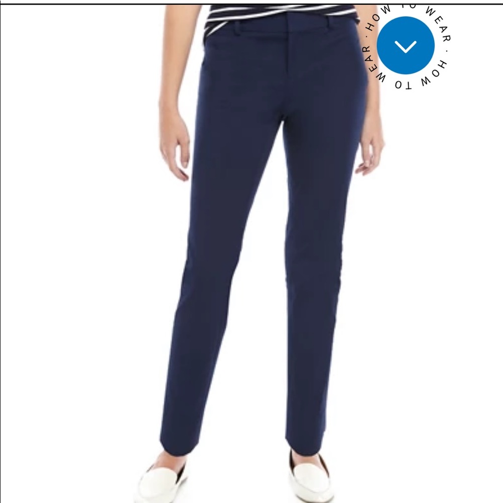 CROWN&IVY Size 12 Cary Bi Stretch Front Fly Navy Pants